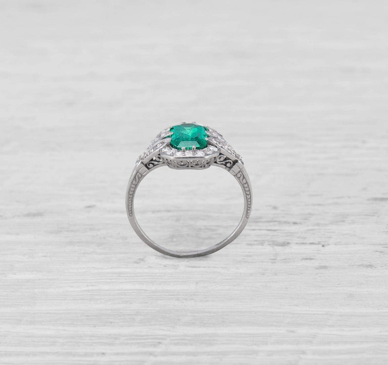 1.91 CARAT ART DECO EMERALD AND DIAMOND RING