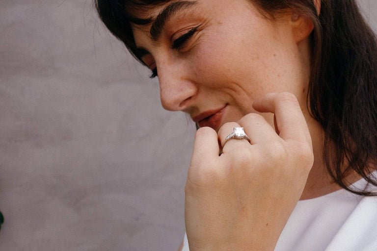 1.91 Carat Vintage Art Deco Emerald Cut Diamond Ring