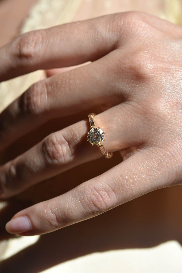 1.20ct Art Deco Old European Cut Diamond Engagement Ring – Prism Shifter on a hand