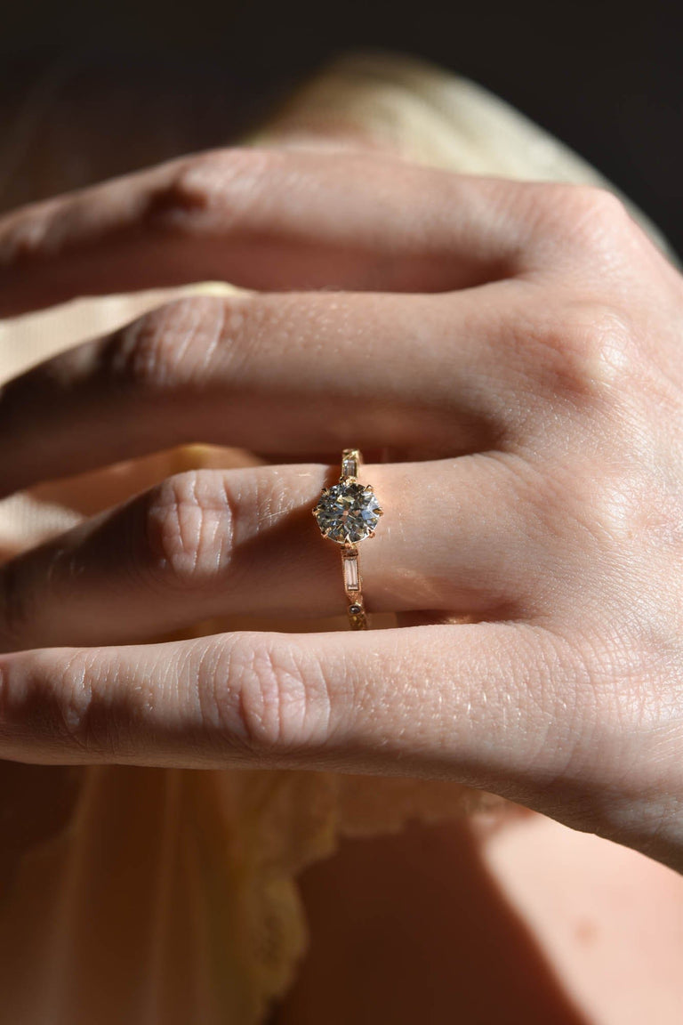 1.20ct Art Deco Old European Cut Diamond Engagement Ring – Prism Shifter on a hand