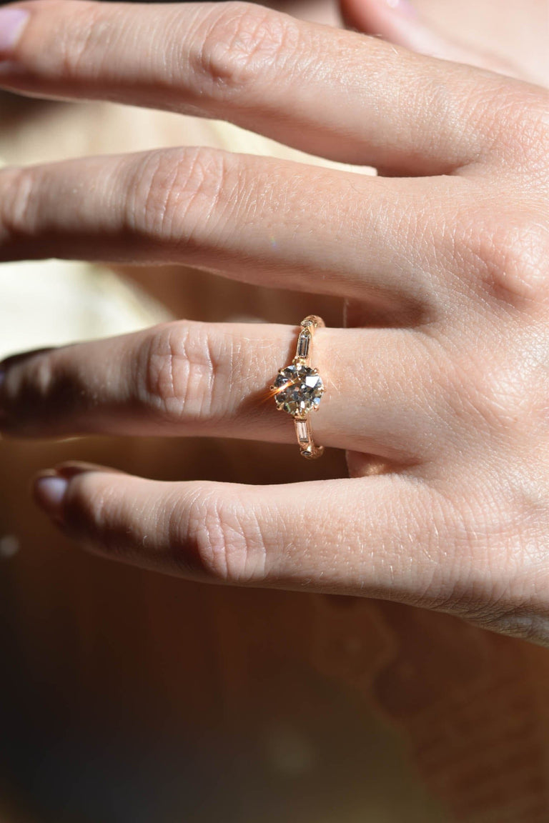 1.20ct Art Deco Old European Cut Diamond Engagement Ring – Prism Shifter on a hand