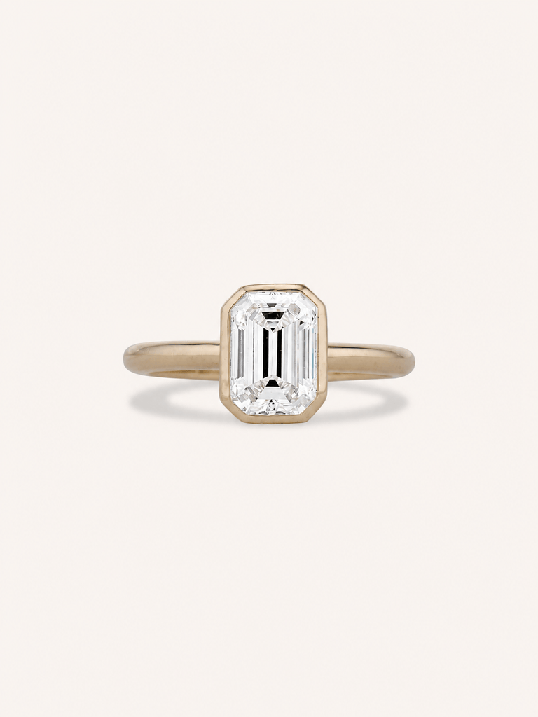 1.21 Carat Classic Emerald Cut Diamond Bezel Solitaire Engagement Ring