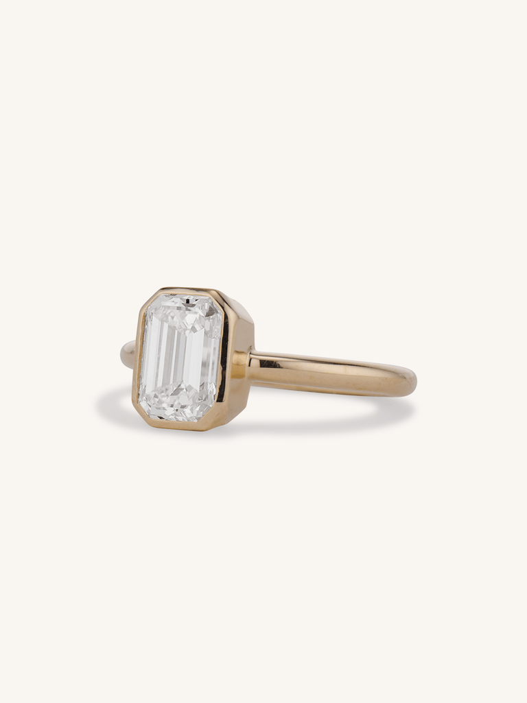 1.21 Carat Classic Emerald Cut Diamond Bezel Solitaire Engagement Ring