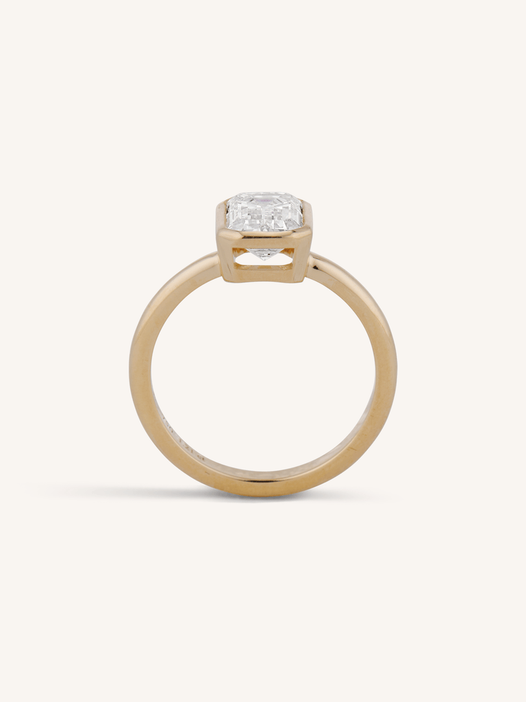 1.21 Carat Classic Emerald Cut Diamond Bezel Solitaire Engagement Ring