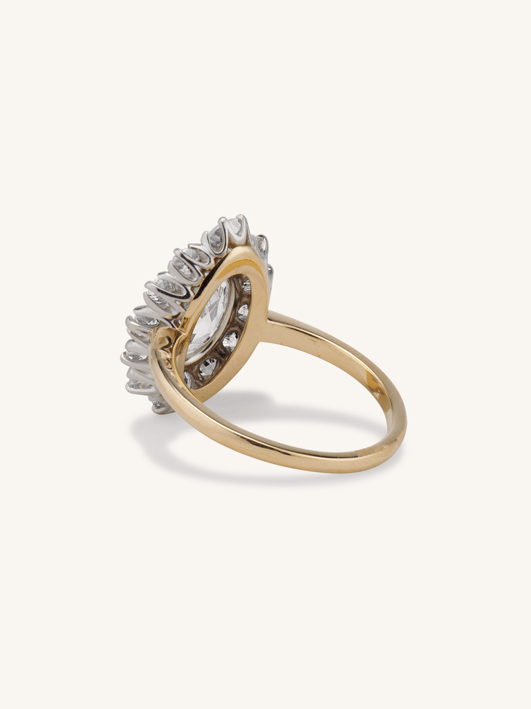 1.53ct Antique Oval Cut Diamond Cluster Engagement Ring | Leia