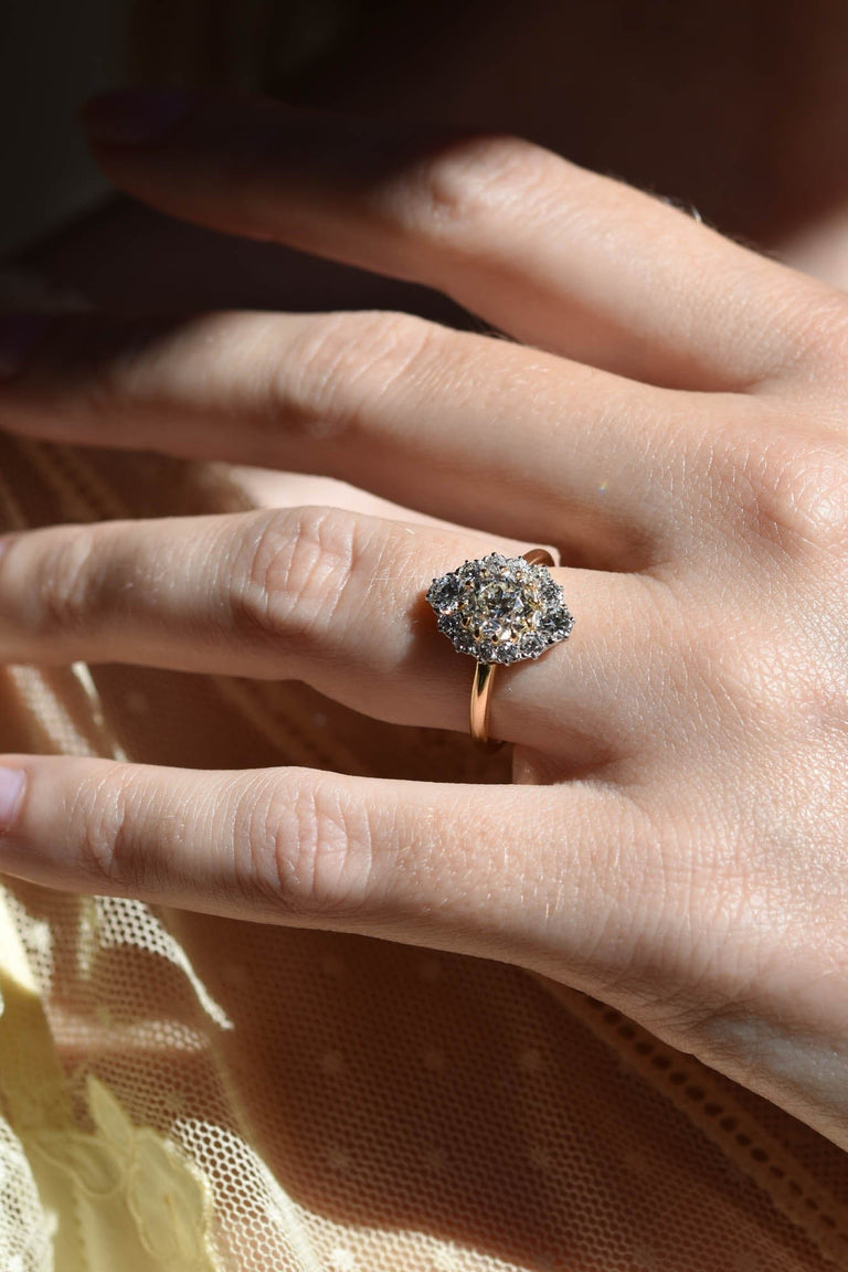 1.62ct Old European Cut Diamond Cluster Engagement Ring | Leia