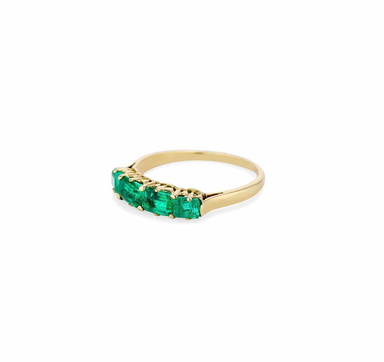 1880s Victorian Emerald Yellow Gold Half Hoop Band