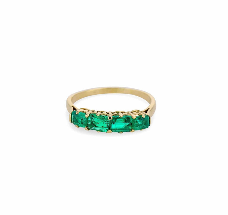1880s Victorian Emerald Yellow Gold Half Hoop Band