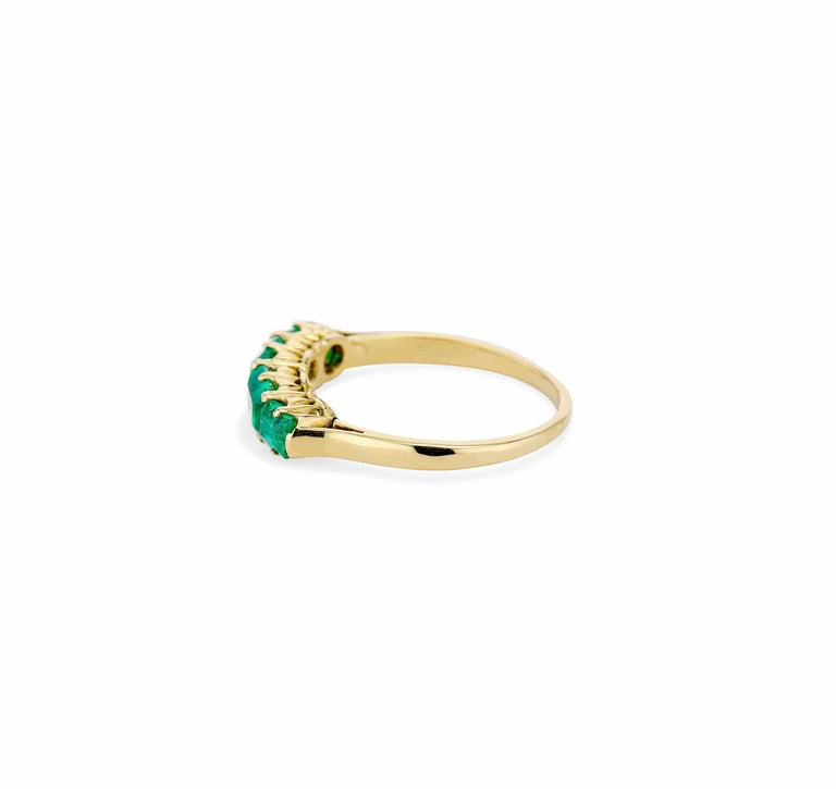1880s Victorian Emerald Yellow Gold Half Hoop Band
