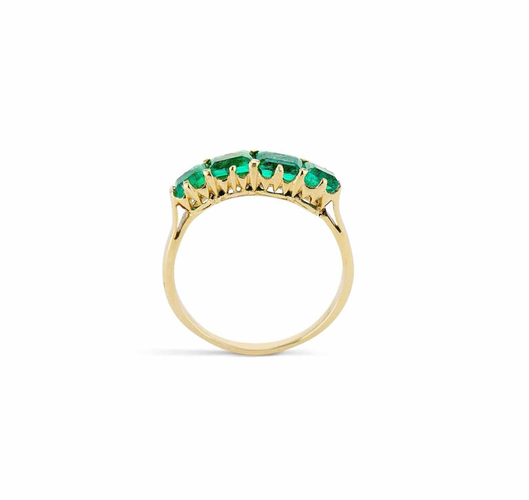 1880s Victorian Emerald Yellow Gold Half Hoop Band