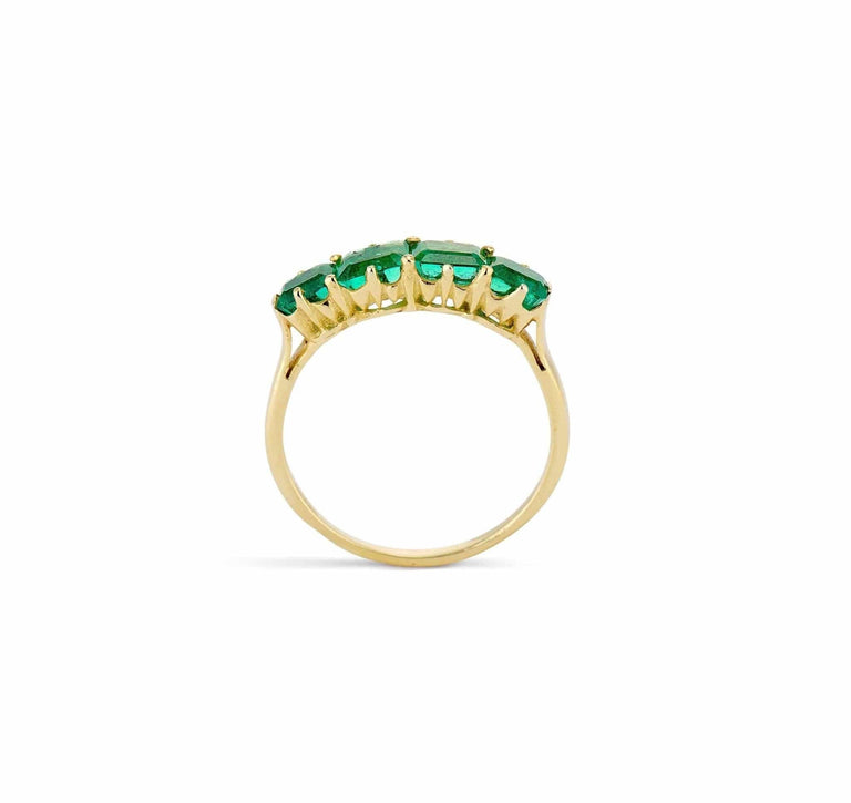 1880s Victorian Emerald Yellow Gold Half Hoop Band