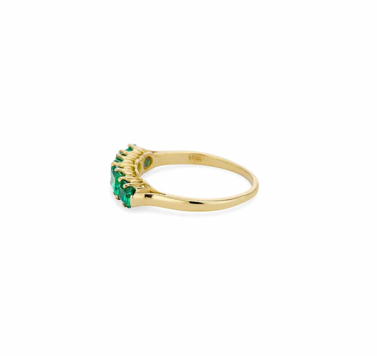 1880s Victorian Emerald Yellow Gold Half Hoop Band