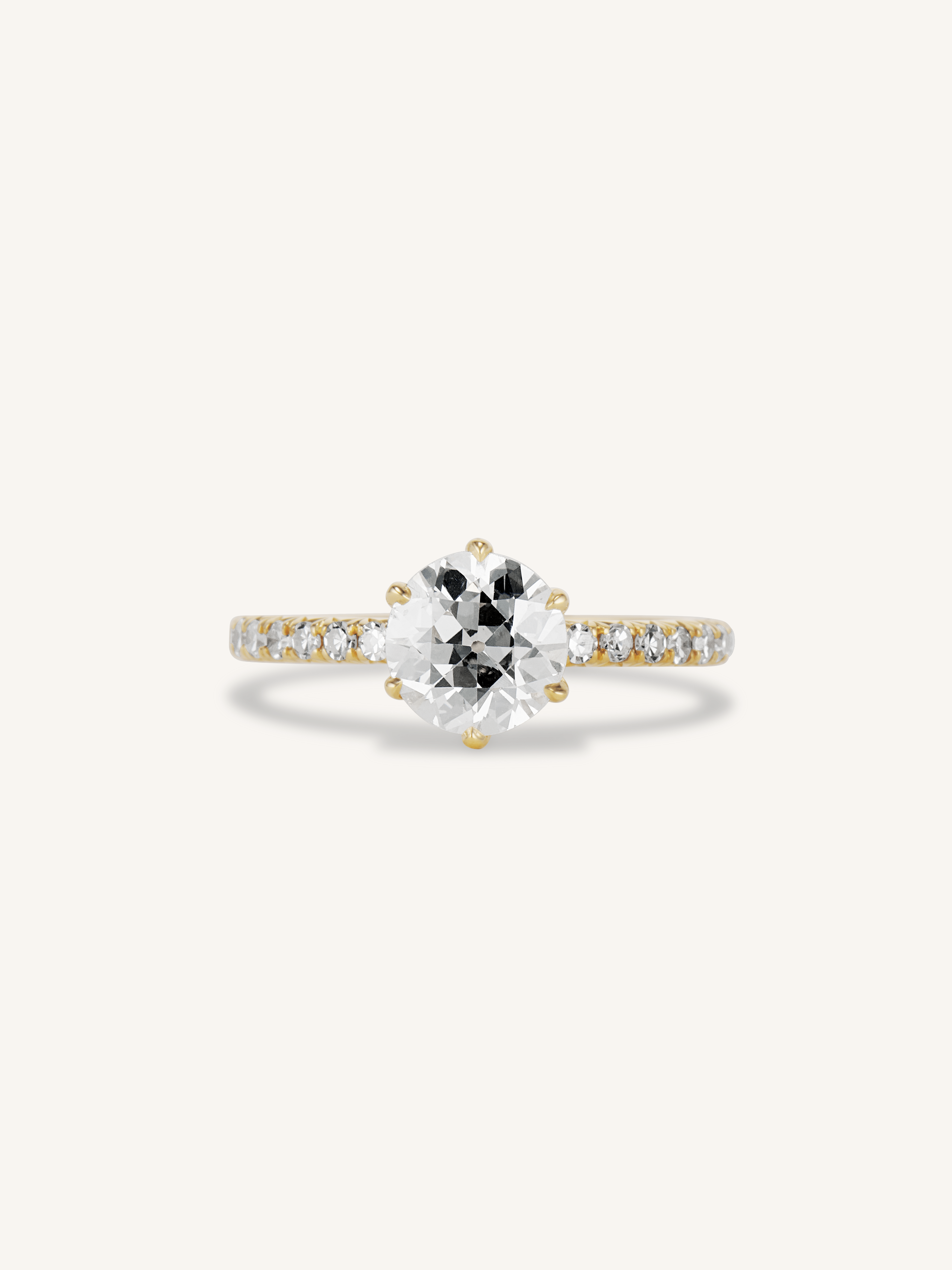 18k Yellow Gold 1 Ct. Antique Diamond Solitaire Pavé Engagement Ring ...