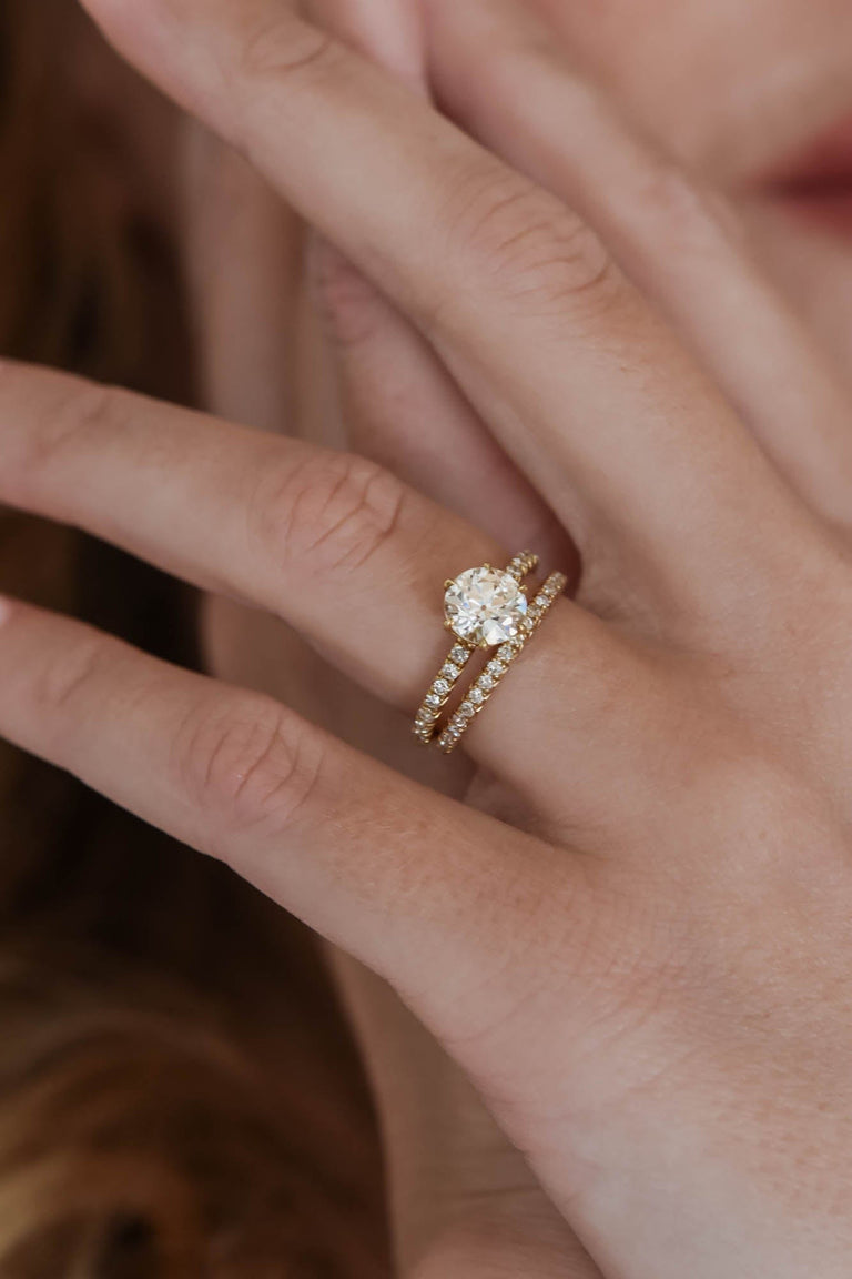 Classic Old European Cut Diamond Six Prong Pavé Solitaire 1.23