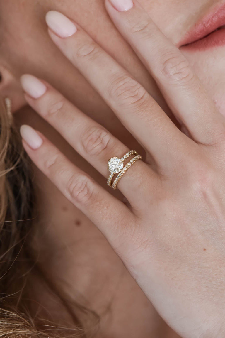 Classic Old European Cut Diamond Six Prong Pavé Solitaire 1.23