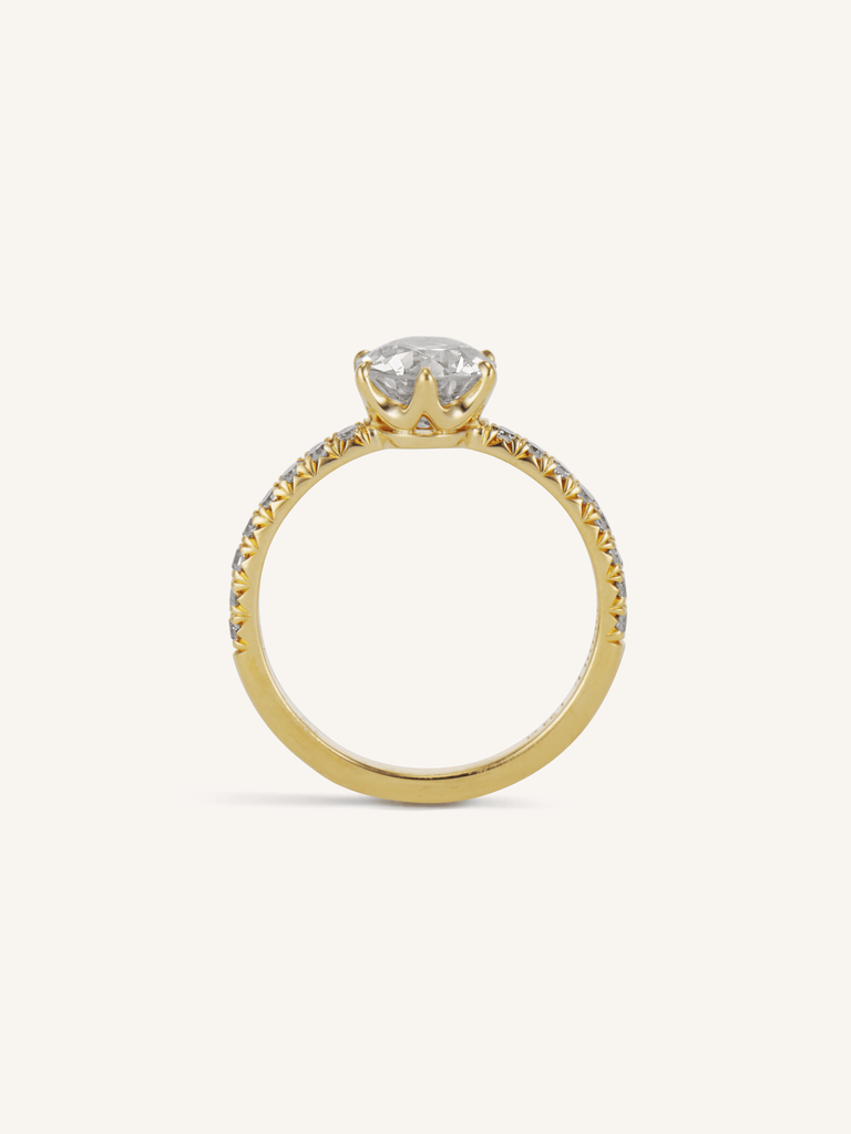 Classic Old European Cut Diamond Six Prong Pavé Solitaire 1.23