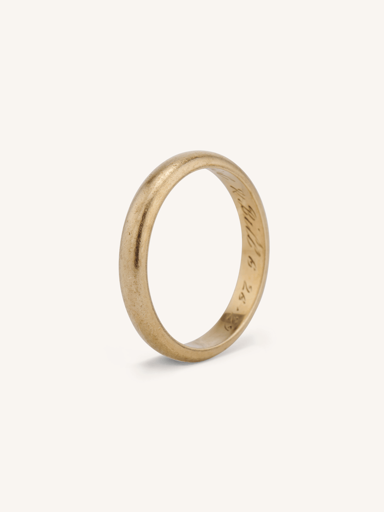 1920's 14K Yellow Gold Wedding Band Inscribed Ethel & Bill 6-26-29 - Size 9