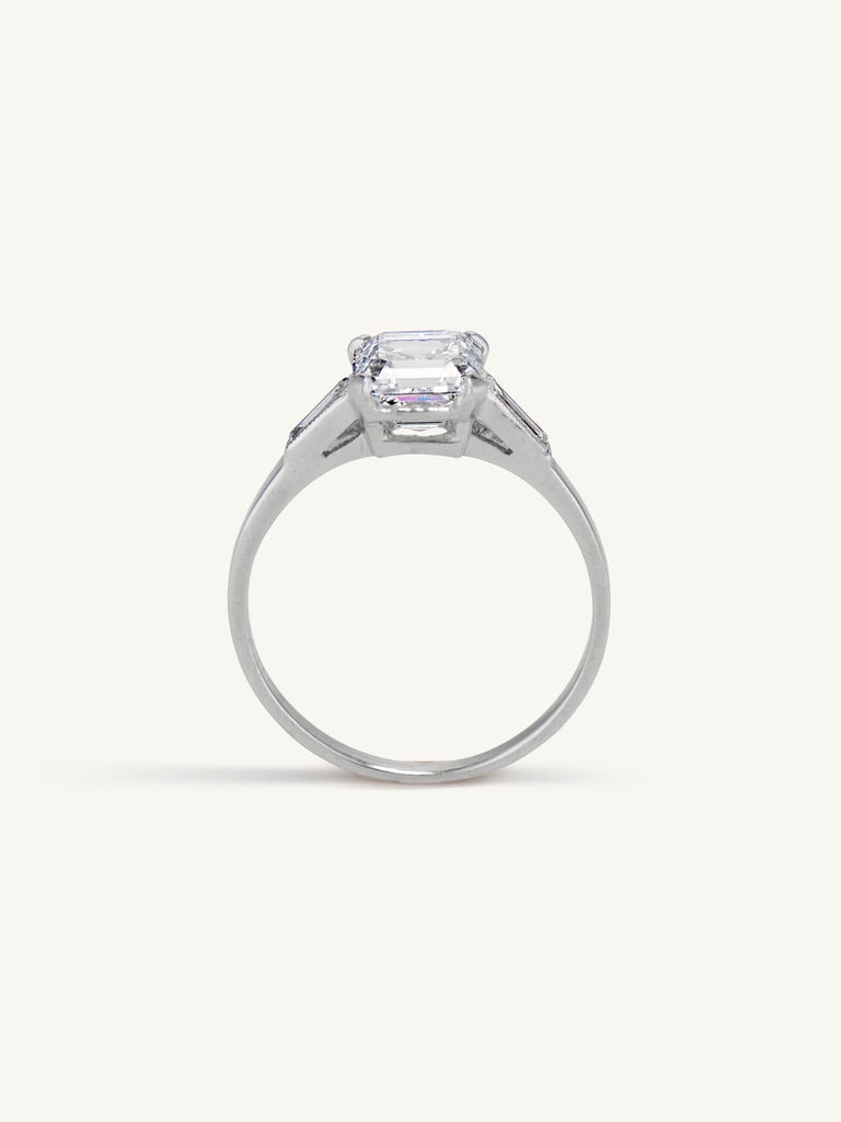 1920s 1.52 Carat Square Emerald Cut Diamond Vintage Engagement Ring