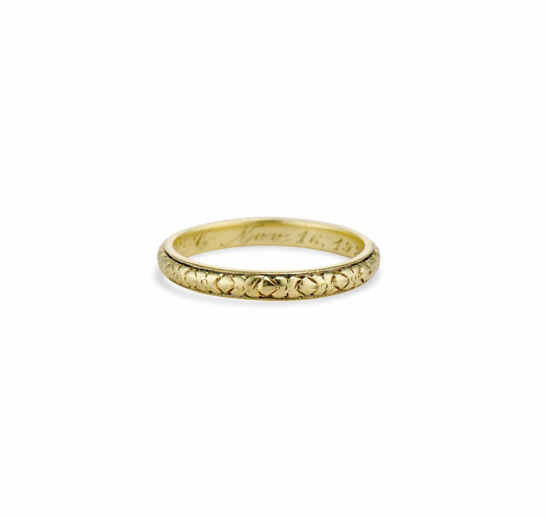 1920s Forget-Me-Not Gold Wedding Band