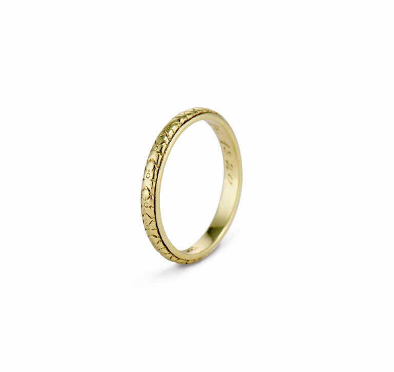 1920s Forget-Me-Not Gold Wedding Band