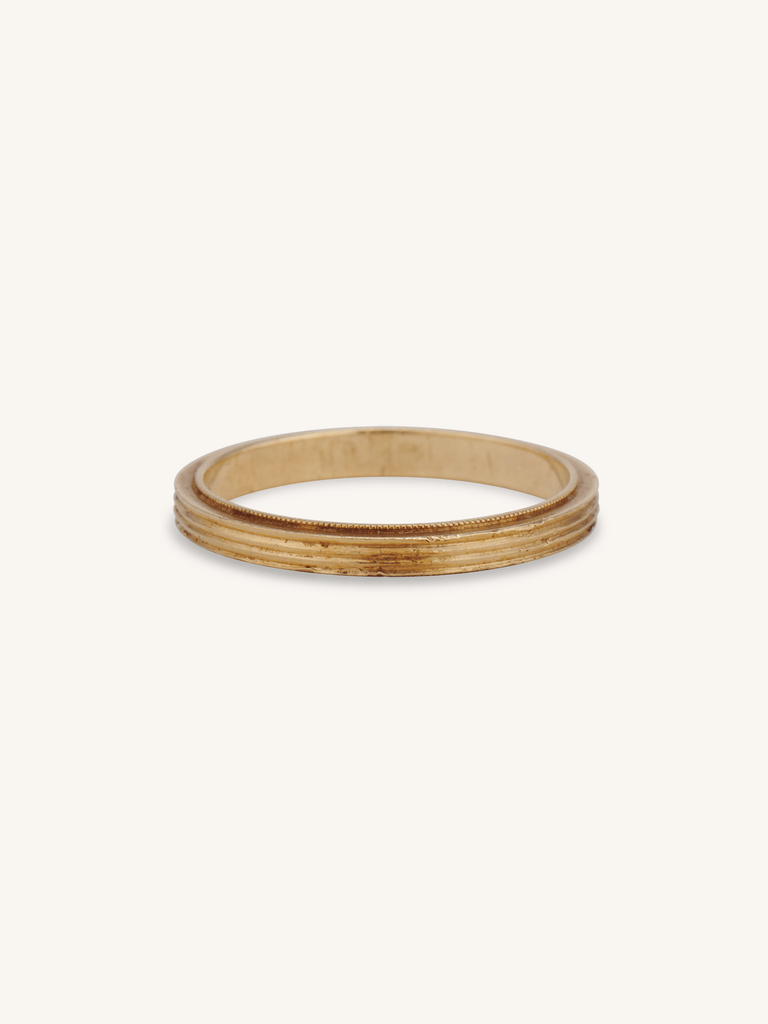 1930s 14K Gold Milgrain Vintage Wedding Band - Size 6.5