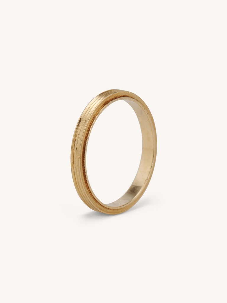 1930s 14K Gold Milgrain Vintage Wedding Band - Size 6.5