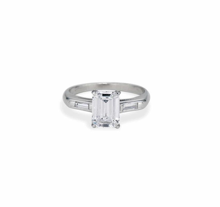 1940s 1.50 Emerald-Cut Diamond and Platinum Engagement Ring