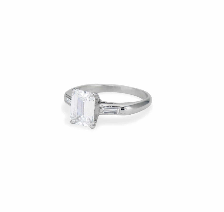 1940s 1.50 Emerald-Cut Diamond and Platinum Engagement Ring