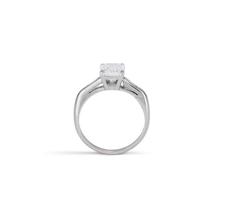 1940s 1.50 Emerald-Cut Diamond and Platinum Engagement Ring