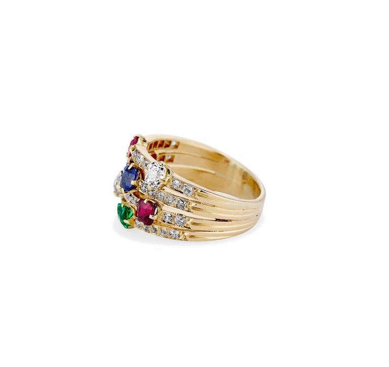 1940s Retro Diamond & Multi Gem Ring