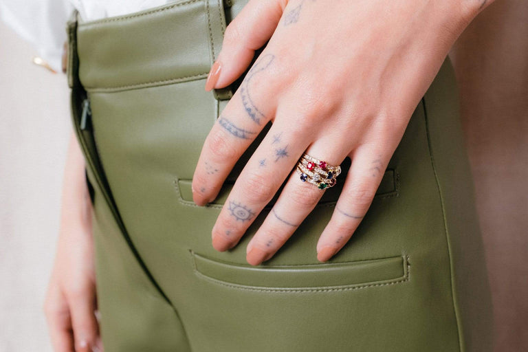 1940s Retro Diamond & Multi Gem Ring