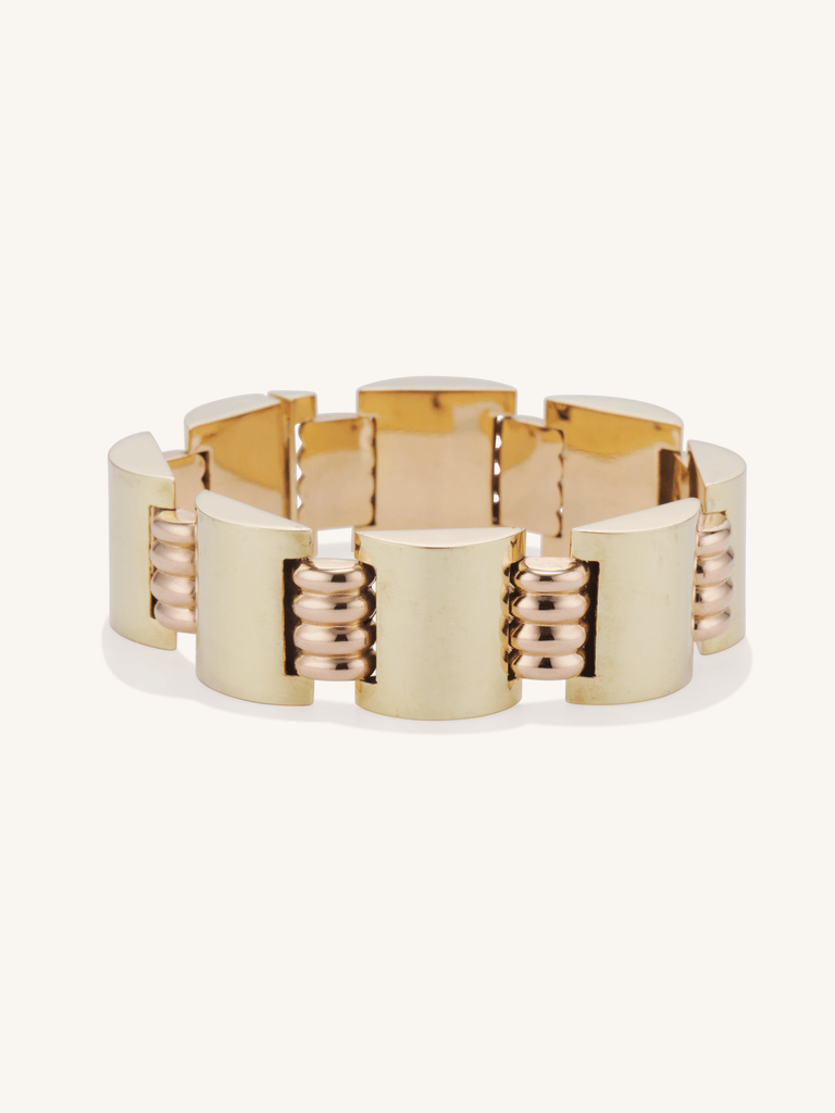 1940s Retro Yellow & Rose Gold Tank Bracelet