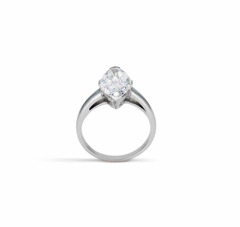 1950s 2.01 Marquise-Cut Diamond and Platinum Solitaire Engagement Ring