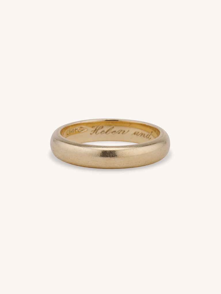 1958 14K Yellow Gold Wedding Band Engraved "Helen and George 3-17-58 Eternally" - Size 6