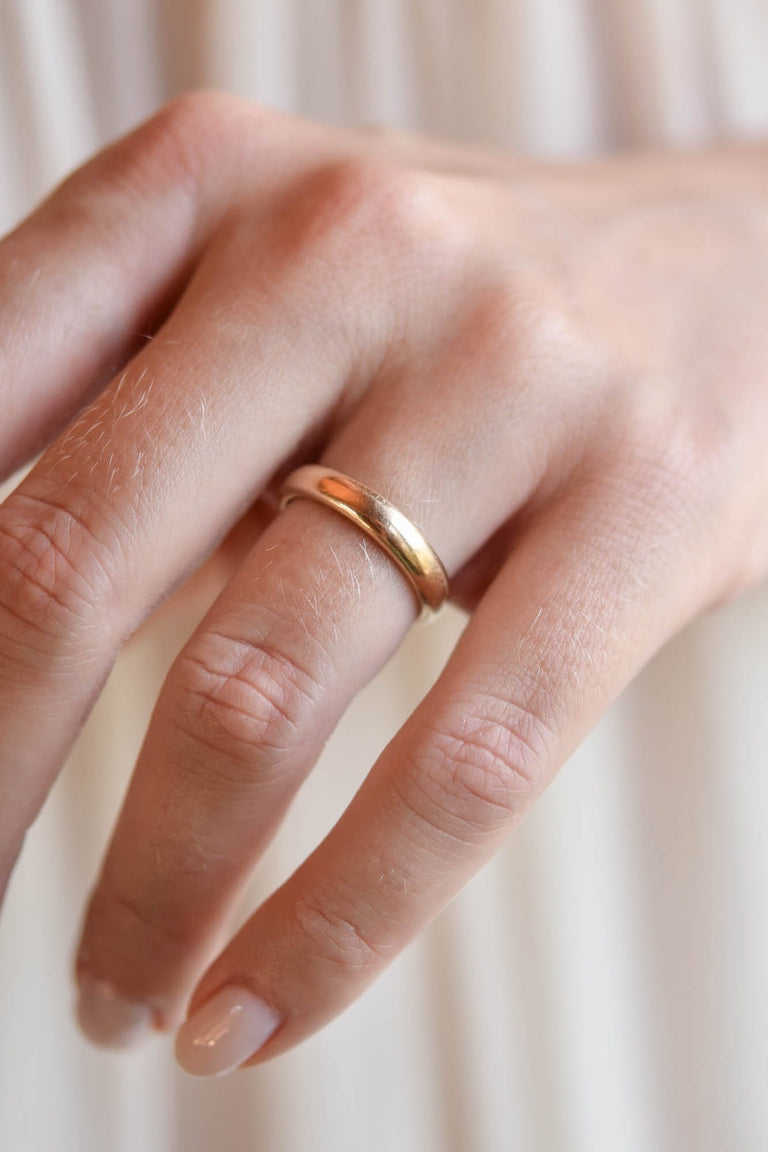 1958 14K Yellow Gold Wedding Band Engraved "Helen and George 3-17-58 Eternally" - Size 6