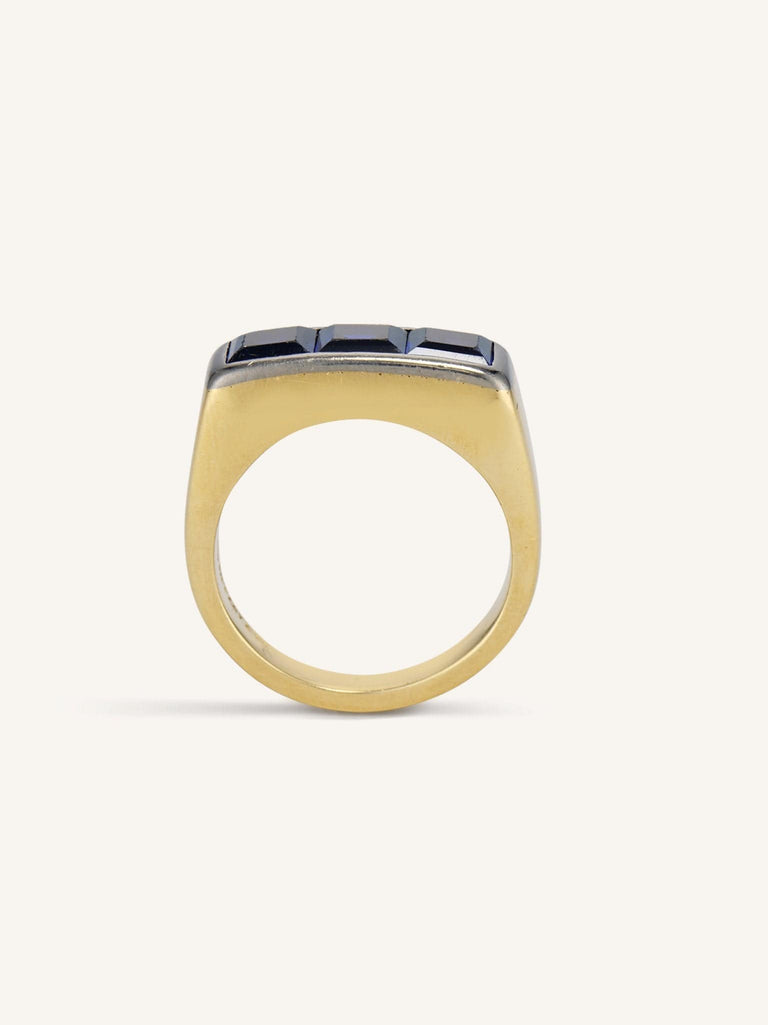 1960s 2.10 Carat Table Cut Sapphire Three Stone Ring, Tiffany & Co.