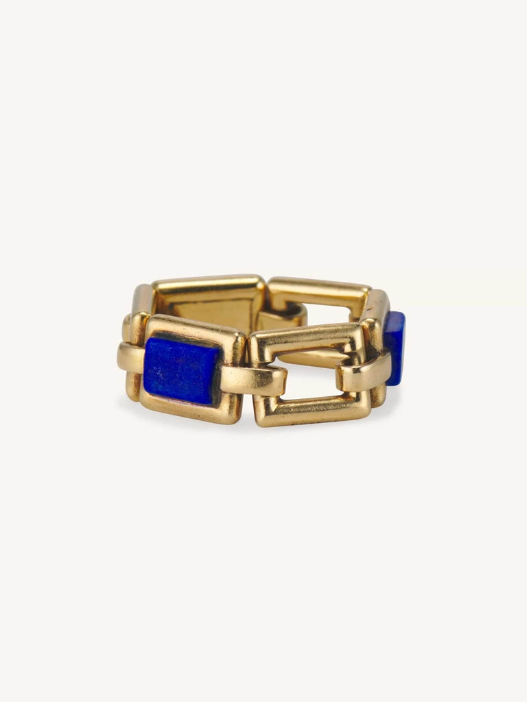 1970s Lapis Lazuli & Gold Link Flexible Ring, France