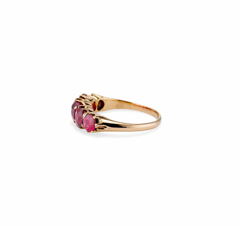 19th Century Victorian Five Stone Garnet and Spinel Ring