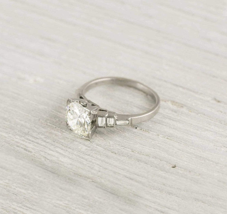2.02 Carat Old Art Deco Diamond Engagement Ring