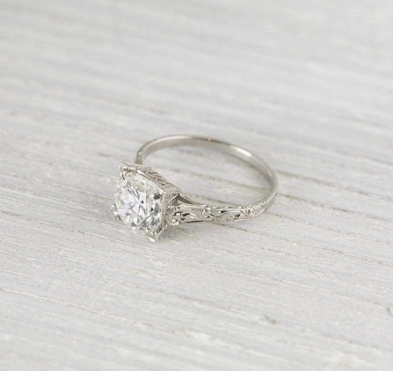 2.02 Carat Vintage Art Deco Solitaire Engagement Ring