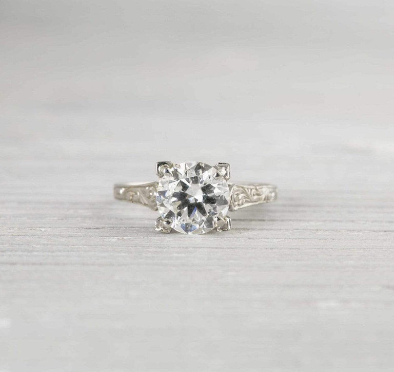2.02 Carat Vintage Art Deco Solitaire Engagement Ring