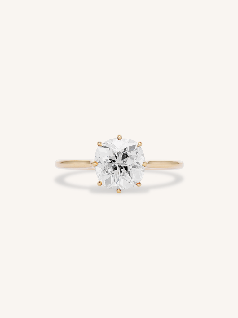 2.05 Ct Old Mine Cushion Cut Diamond Solitaire 18K Engagement Ring