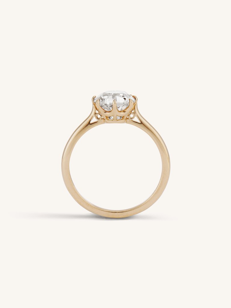 2.05 Ct Old Mine Cushion Cut Diamond Solitaire 18K Engagement Ring