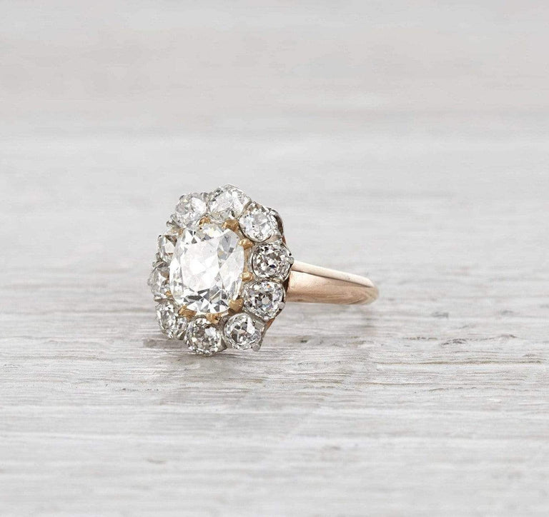 2.10 Carat Edwardian Cluster Engagement Ring