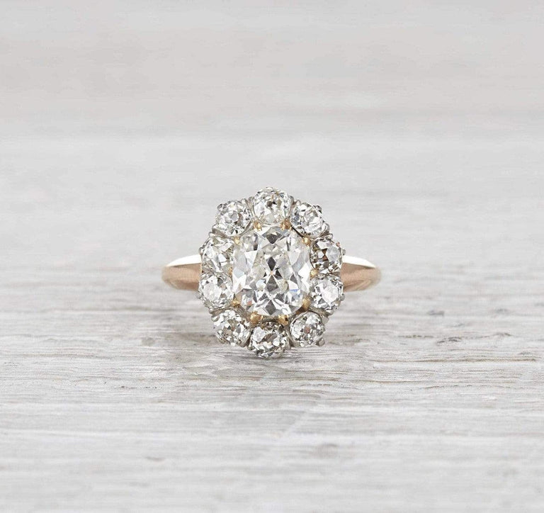 2.10 Carat Edwardian Cluster Engagement Ring