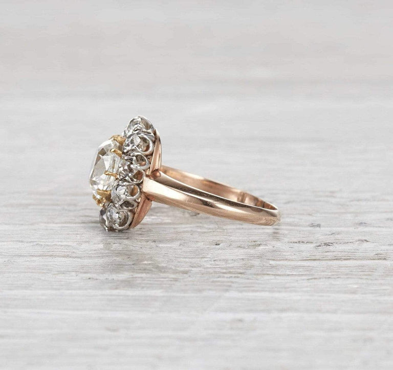2.10 Carat Edwardian Cluster Engagement Ring