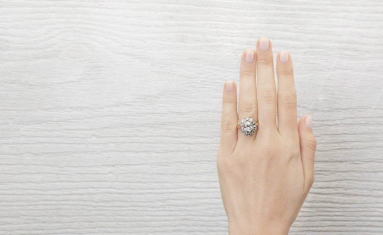 2.10 Carat Edwardian Cluster Engagement Ring