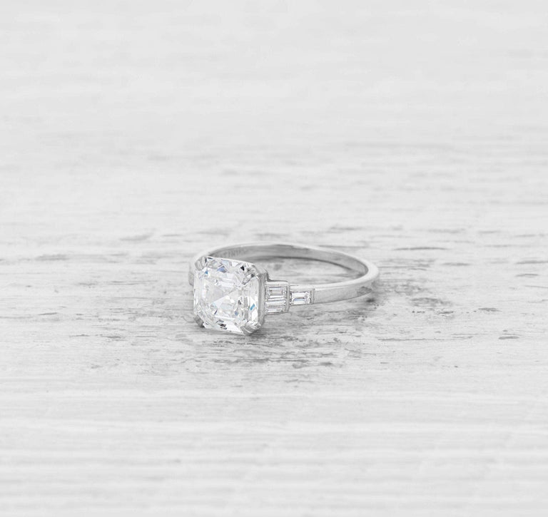 2.25 CARAT ART DECO ASSCHER-CUT DIAMOND ENGAGEMENT RING