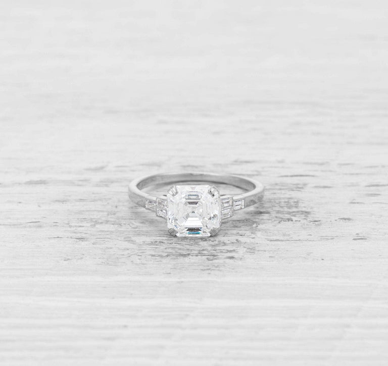 2.25 CARAT ART DECO ASSCHER-CUT DIAMOND ENGAGEMENT RING