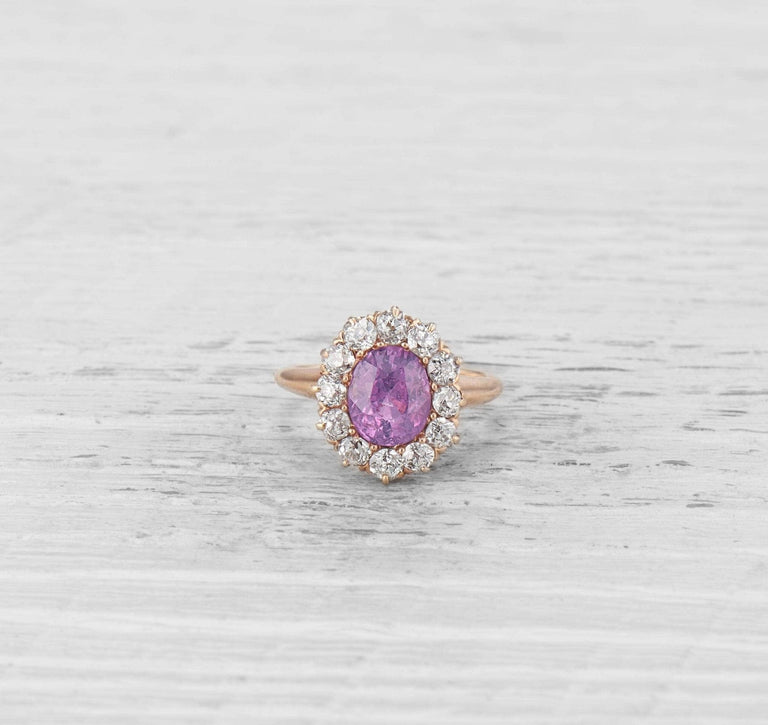 2.25 CARAT PINK SAPPHIRE AND DIAMOND CLUSTER RING